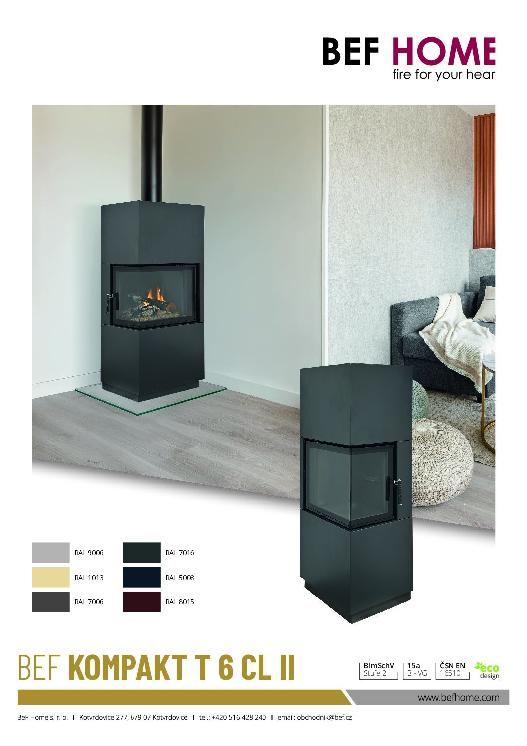 kamin BeF Kompakt Therm 6 CP või CL II(BeF Home)